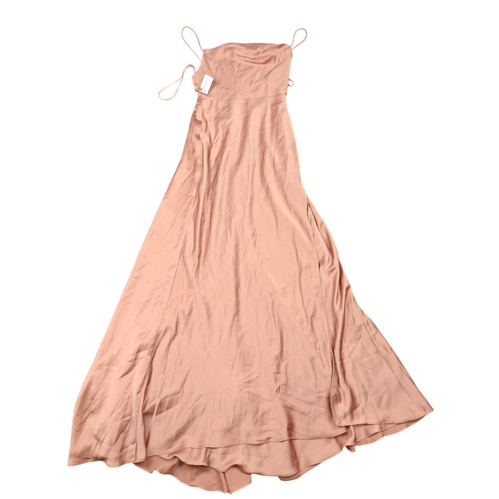 Fame And Partners Dress Womens 2 Pink Satin Cowl Neck Slip Maxi Gown Party